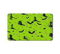 Halloween Dish Drying Mats For Kitchen Counter, Green Bat and Graveyard Absorbent Rubber Drainer Mat, Fun PU Leather Drying Pad For Coffee Bar 12x20 Inch