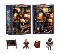 Halloween DIY Book Nook Kit - DIY Miniature House Dollhouse Kits for Adults Teens,3D Wooden Puzzle Gothic Castle Bookshelf Home Decor,Gift for Family Friends
