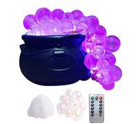 Halloween DIY Bubbling Cauldron Set Spooky Witches Cauldron Black Plastic Bowl Jar Bubble Pot Set with RC LED for Halloween Decoration Indoor Outdoor Home Decor Halloween Party Decoration (Purple)