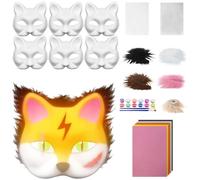 Halloween DIY Cat Toy Set - 6PCS Paper Therian Kit Cat Fabrics Brushes Glowing Paint & Costume Gear for Halloween Costume Party (Yellow, 19X17CM)