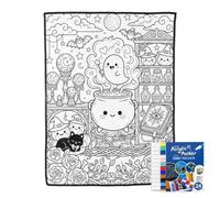 Halloween DIY Coloring Blanket for Adults Kids,Color Your Own Throw Blanket
