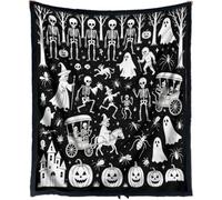 Halloween DIY Coloring Blanket with Markers, 50x60 Inch Creative Art Custom Fabric Blanket, Personalized Cozy Halloween Home Decor