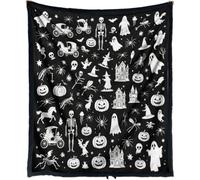 Halloween DIY Coloring Blanket with Markers, 50x60 Inch Creative Art Custom Fabric Blanket, Personalized Cozy Halloween Home Decor