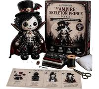 Halloween DIY Patchwork Kit,Day of the Dead Patchwork Doll DIY Kit,Sugar Skull Sewing Craft Kits,Handmade Fall Home Decor,Pre-Cut Plush Doll Making Sewing Set with Stuffing & Thread (H)
