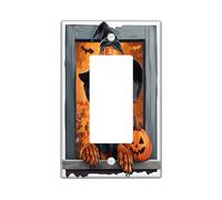 Halloween Doberman Dog Decorative Light Switch Cover Plate 1 Gang Single Rocker, Cute Funny Window Electrical Switchplate, Pet Faceplate for Kitchen Living Room Decor