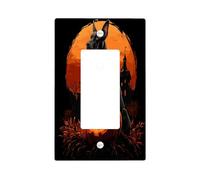 Halloween Doberman Dog Decorative Light Switch Cover Plate 1 Gang Single Rocker, Spooky Pumpkins Electrical Switchplate, Pet Faceplate for Kitchen Living Room Decor