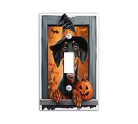 Halloween Doberman Dog Decorative Light Switch Cover Plate 1 Gang Single Toggle, Cute Funny Window Electrical Switchplate, Pet Faceplate for Kitchen Living Room Decor