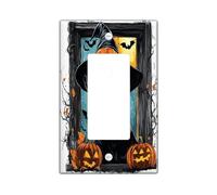 Halloween Doberman Dog Decorative Light Switch Cover Wall Plate 1 Gang Single Rocker, Cute Funny Window Electrical Switchplate, Pet Faceplate for Kitchen Living Room Decor