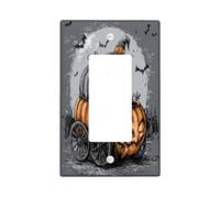 Halloween Doberman Dog Decorative Light Switch Cover Wall Plate 1 Gang Single Rocker, Pumpkins Carriage Electrical Switchplate, Pet Faceplate for Kitchen Living Room Decor