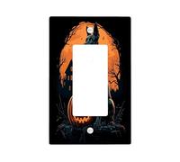 Halloween Doberman Dog Decorative Light Switch Cover Wall Plate 1 Gang Single Rocker, Spooky Pumpkins Electrical Switchplate, Pet Faceplate for Kitchen Living Room Decor
