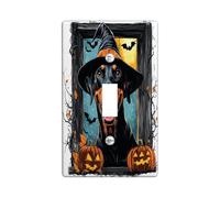 Halloween Doberman Dog Decorative Light Switch Cover Wall Plate 1 Gang Single Toggle, Cute Funny Window Electrical Switchplate, Pet Faceplate for Kitchen Living Room Decor