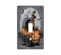 Halloween Doberman Dog Decorative Light Switch Cover Wall Plate 1 Gang Single Toggle, Pumpkins Carriage Electrical Switchplate, Pet Faceplate for Kitchen Living Room Decor