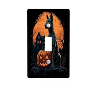 Halloween Doberman Dog Decorative Light Switch Cover Wall Plate 1 Gang Single Toggle, Spooky Pumpkins Electrical Switchplate, Pet Faceplate for Kitchen Living Room Decor