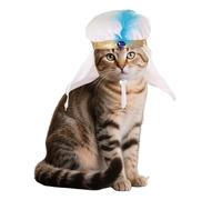 Halloween Dog Arab Muslim Costume,Pet Arabic Shemagh Keffiyeh Dessert Scarf Hat Headwear,Funny Cat Saudi Arabia Prince Magnate Costume Outfits for Small Dog,Blue Feather