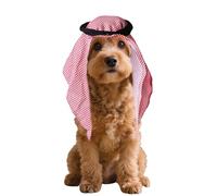 Halloween Dog Arab Muslim Costume,Pet Arabic Shemagh Keffiyeh Dessert Scarf Hat Headwear,Funny Cat Saudi Arabia Prince Magnate Costume Outfits for Small Dog,Red Plaid