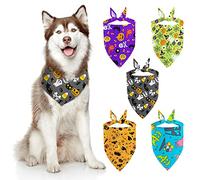 Halloween Dog Bandanas,5 Pack Pet Washable Adjustable Kerchief Pumpkin Bat Spider Ghost Pet Triangle Bib Scarf for Dogs and Cats Costume Supply