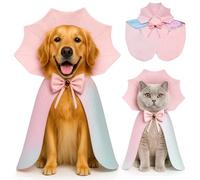 Halloween Dog Cape Costume with Bow Tie Dog Vampire Devil Costume Puppy Cloak for Small Medium Large Dog Cat (Tie-Dyed Scales+Pink, LXL)