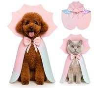 Halloween Dog Cape Costume with Bow Tie Dog Vampire Devil Costume Puppy Cloak for Small Medium Large Dog Cat (Tie-Dyed Scales+Pink, SM)