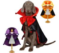 Halloween Dog Cat Costumes - Magic Cloak Cape with Bowtie, Vampire Knight Outfit, Funny Pet Clothes for Small to Large Dogs & Cats, Adjustable Dog Cat Clothes for Halloween Party Cosplay (Red,XXL)