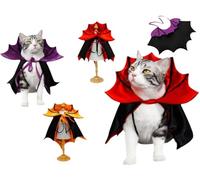 Halloween Dog Cat Costumes - Vampire Devil Cloak Cape, Funny Bat Pet Outfit for Small to Large Dogs & Cats, Adjustable Dog Cat Clothes for Halloween Party Cosplay (Bat Collar-Purple,Regular)