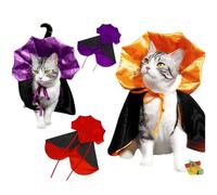 Halloween Dog Cat Costumes - Vampire Devil Cloak Cape, Funny Bat Pet Outfit for Small to Large Dogs & Cats, Adjustable Dog Cat Clothes for Halloween Party Cosplay (Orange-Black,Regular)
