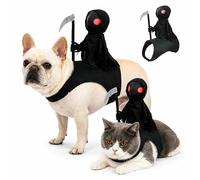 Halloween Dog Clothes, 3D Reaper Knight Halloween Costume，S | Lightweight Non-woven Pet Cosplay Clothes for Small Medium Dogs Cats Halloween Party Photo Prop