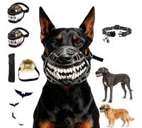 Halloween Dog Costume Muzzle, 2026 Scary Dog Muzzle with Teeth (NO Blood-S) | Hell Hound Monster Muzzle, Lifelike Fangs Design Adjustable Latex Dog Costume for Halloween Parties Photos Cosplay