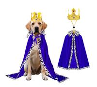 Halloween Dog Costume Royal King Prince Cape Costumes for Large Dogs Cloak and Golden Crown Set Pet Party Supplies Holiday Accessories