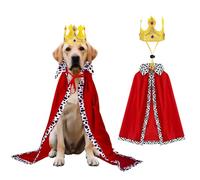 Halloween Dog Costume Royal King Prince Cape Costumes for Large Dogs Cloak and Golden Crown Set Pet Party Supplies Holiday Accessories