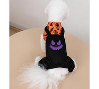 Halloween Dog Costume with Pumpkin Bat and Skull Party Pet Overalls Scary Washable Funny Puppy Halloween Devil Clothes for Small Medium and Cat,Orange(Size:X-Large,Color:Purple)