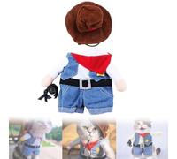Halloween Dog Costumes,West Cowboy Uniform with Hat,Funny Pet Cowboy Outfit,Clothing Costume Small & Funny For Cats Dog A4W6