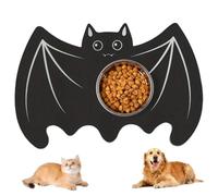 Halloween Dog Food Mat 24x16inch Water-absorbing Non-slip Diatom Mud Gothic Bat Shaped Pet Feeding Mat for Cats and Dogs Halloween Decorations