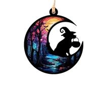 Halloween Dog Memorial Suncatcher Stained Glass Pet Sympathy Unique Angel Dog Statue Window Hanging To Honor Lost (Dark Purple, 16. 5X16. 5X2cm)