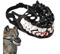 Halloween Dog Muzzle with Teeth, Horror Skull Teeth Pet Mouth Guard | Hilarious Pet Mouth Cover, Novelty Skull-Shaped Dog Muzzle With Large Teeth, Halloween Cosplay Costume Accessory for Dogs