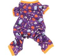 Halloween Dog Pajama 4 Legged Soft Comfortable Vibrant Colors Halloween Dog Jumpsuit for Holiday Home Party Polyester Material ，Purple(Size:S:14.57'' x 9.85'' x 10.63'')