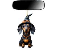 Halloween Dog Pendant - Pumpkin Car Ornament, Cute Mirror Charm | Funny Acrylic Dog Decoration For Car Interior, 2D Halloween Hanging Charm For Home Office Bar Decor Home Office Café Or Bar