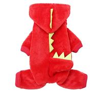Halloween Dog Sweater Halloween Dinosaur Costume Puppy Outfits Funny Pet Apparel Small Dog Clothing Warm Pet Costume Cute Dinosaur Design (Red, XL)