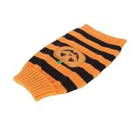 Halloween Dog Sweater Soft Elastic Pumpkin Striped Pet Sweater, Acrylic Plush Yarn, for Halloween Party Daily Wear (S)