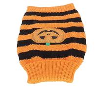 Halloween Dog Sweater, Soft Stretchy Acrylic Plush Yarn, Pumpkin Striped Design for Autumn Winter - Warm Lightweight Comfort, Easy to Wear for Halloween Party and Daily Use (M)