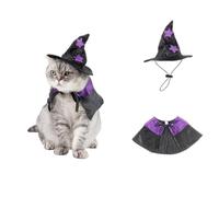 Halloween Dog Witch Cloak Cape Wizard Hat Funny Wizards Cat Clothes Halloweens Pet Wizards Costume Witchs Cloaks & Hats Set for Cats and Dogs
