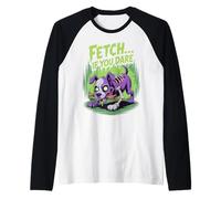 Halloween Dog Zombie Fetch If You Dare Raglan Baseball Tee
