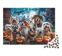 Halloween Dogs-costume Themed Art 1000pc Jigsaw of Eco-friendly Board Jigsaw Puzzles for Brain Training And Stress Relief Toys for Adults 52x38cm/1000pcs