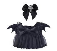 Halloween Doll Clothes, 6.7in Monster Doll Costume Black Gothic Demon Dress & Hair Clip Fashion Halloween Outfit Set Accessories Ideal for 17cm Plush Toy Dressing Displaying Decorations Decor