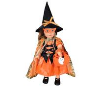 Halloween Doll Clothes Clothes 18 Inch Dolls Clothes Pumpkin Dress Ghost Bag Witch Hat Cloak Hair Clips
