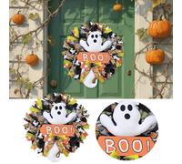 Halloween Doll Wreath Front Door Interior Scene Decoration Welcoming And Guests With A Playful But Slightly Scary Welcome. Qjz823 (Orange, 42cm)