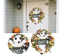 Halloween Doll Wreath Front Door Interior Scene Decoration Which Does Not Require Assembly And Can Immediately Enhance The Festive Atmosphere Of Your Spa Ornament Handmade (White, 42cm)