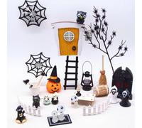 Halloween Dollhouse Decoration, Gloryit Halloween Mini Scene Decoration Ornament, Spooky Festival Glow-in-The-Dark Resin Accessories Decoration Props