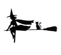Halloween Door Corner Sign- Witch Riding On Magic Broom Figurine, Halloween Themed Gift Props, Fake Spider Home Door Frame Decoration & Collectibles for Living Room Bedroom Bookshelf
