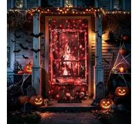 Halloween Door Cover Decor Lights, 37*81 inch Front Door Decor with 8 Modes