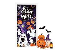 Halloween Door Covers Fabric Pumpkin Ghost Reusable Washable
